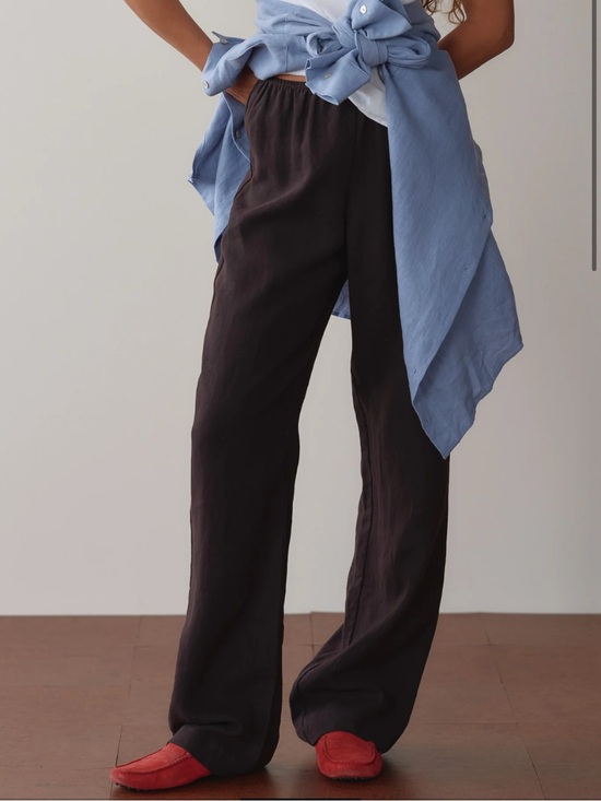DONNI. Pants - Donni Linen Simple Pant - Espresso